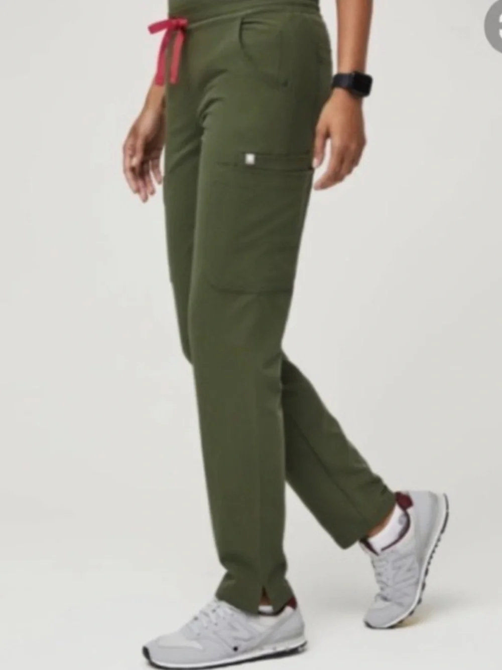 Figs High Waisted Yola Skinny Scrub Pant in Olive Green Small Tall